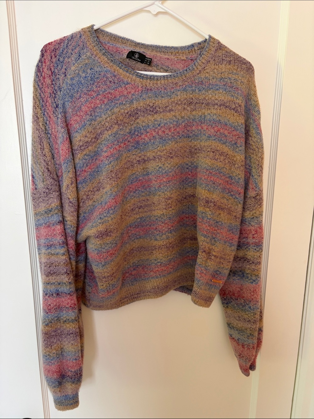 Volcom Multicolor Pastel Stripe Crewneck Sweater